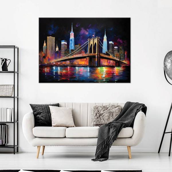 Wandbild stadt abstraktion brücke new 60 x 40 cm