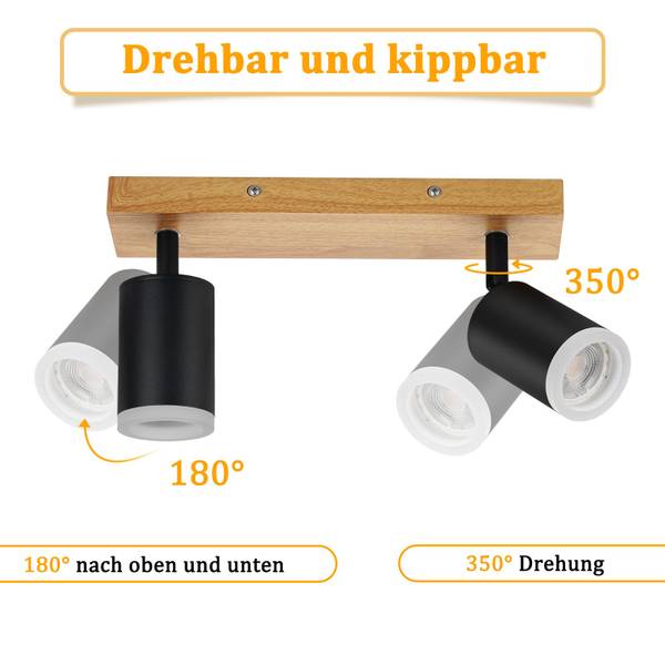 Deckenstrahler ZBNXN Schwarz - Holzwerkstoff - Massivholz - 6 x 15 x 28 cm