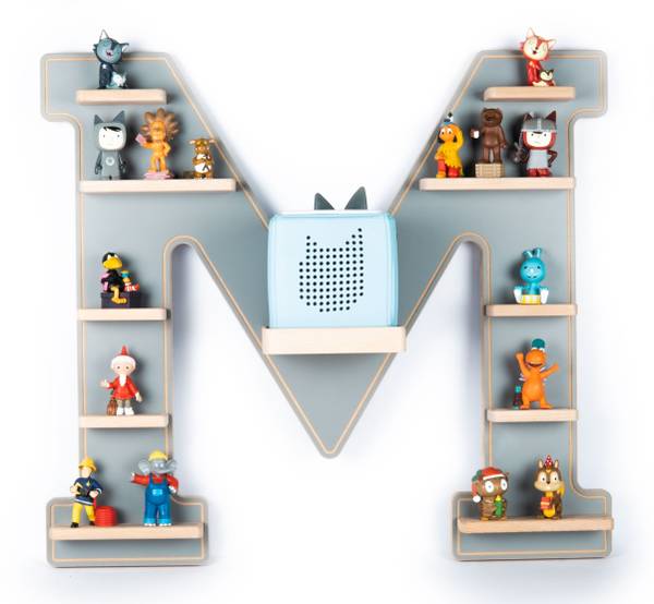 Wandregal Buchstabe M Grau - Holzwerkstoff - 60 x 54 x 19 cm