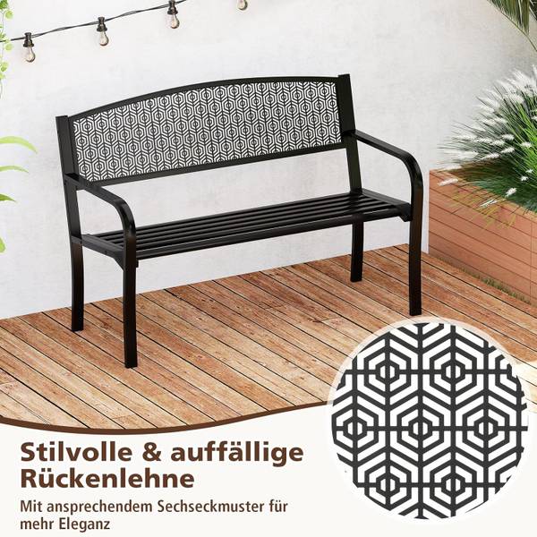 Gartenbank ZB34319NWDE Schwarz - Metall - 60 x 86 x 128 cm
