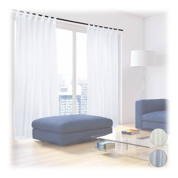 Vorhänge mit Schlaufen im 2er-Set Silber - Polyester - 140 x 1 x 245 cm