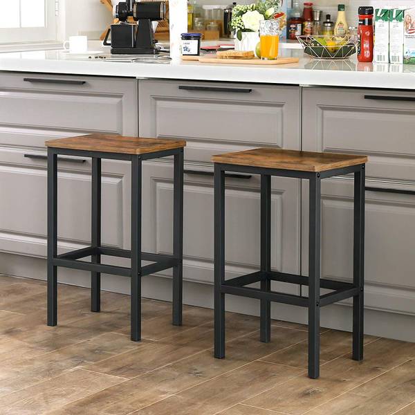 2er-Set Barhocker im Industrie-Design Braun - Holzwerkstoff - 30 x 65 x 40 cm