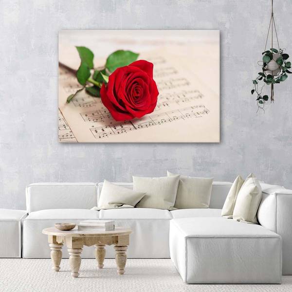 Tableau déco rose sur des notes 120 x 80 cm