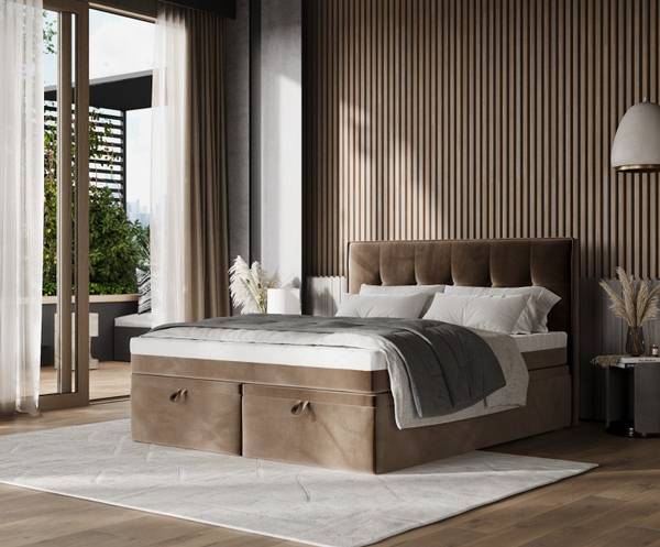 Boxspringbett ARIVO mit Stauraum Paros Braun - Liegefläche Breite: 140 cm