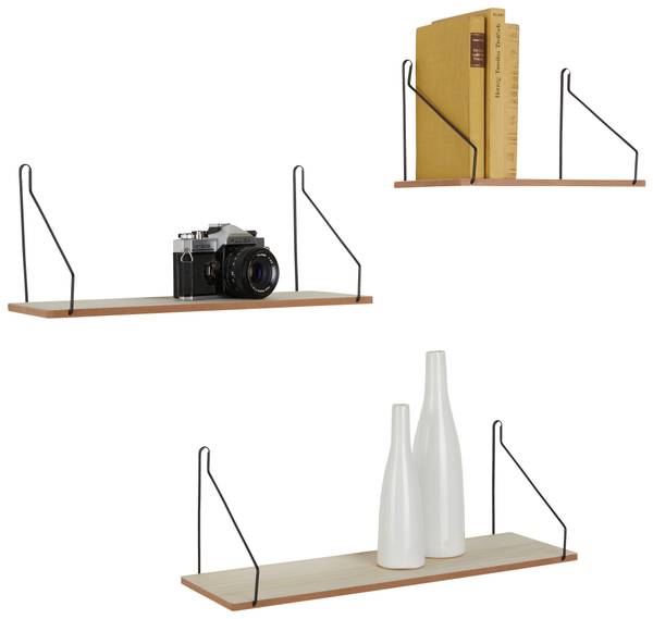 Wandregalset BERN 3-teilig Beige - Holzwerkstoff - Metall - 30 x 17 x 15 cm