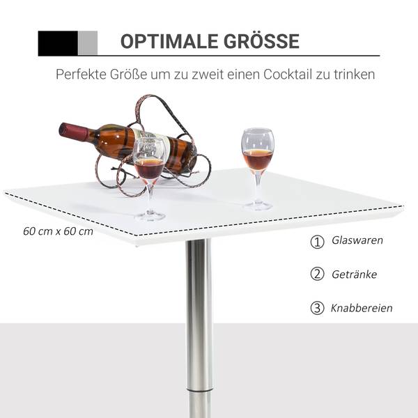 Bartisch 835-131 Weiß - Holzwerkstoff - 60 x 92 x 60 cm
