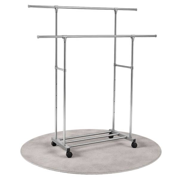 Kleiderständer rollbar Silber - Metall - 160 x 160 x 42 cm