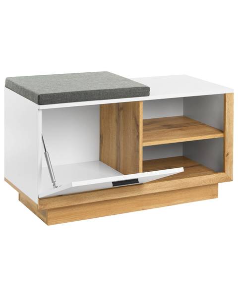 Schoenenkast COROWA bruin - grijs - wit - plaatmateriaal op houtbasis - 90 x 53 x 40 cm
