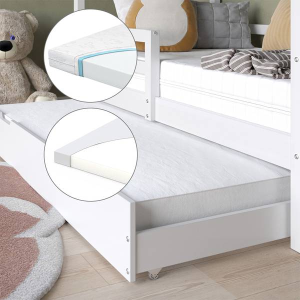 Lit cabane Luni 59342 Blanc - Bois massif - 167 x 150 x 87 cm