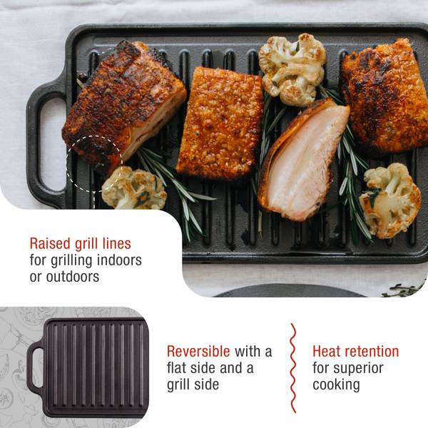 Grillplatte VIC-36058 Schwarz - Gusseisen - 21 x 1 x 21 cm
