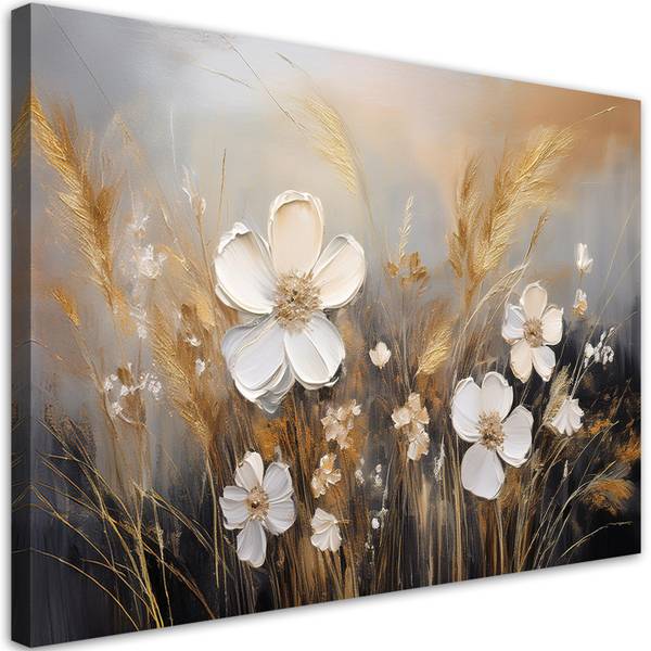 Canvas schilderij Bloemen 90 x 60 cm