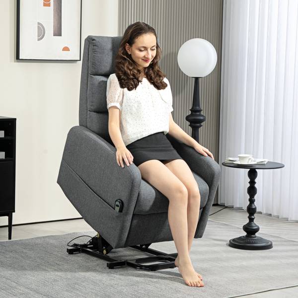 Fernsehsessel 713-192V90CG Grau - Leinen - Polyester - 62 x 105 x 87 cm