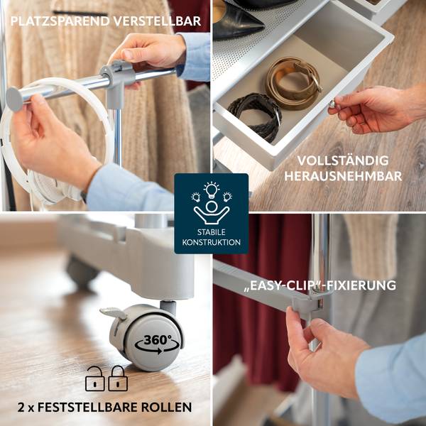 Kleiderstange 82819 Grau - Metall - 129 x 164 x 42 cm