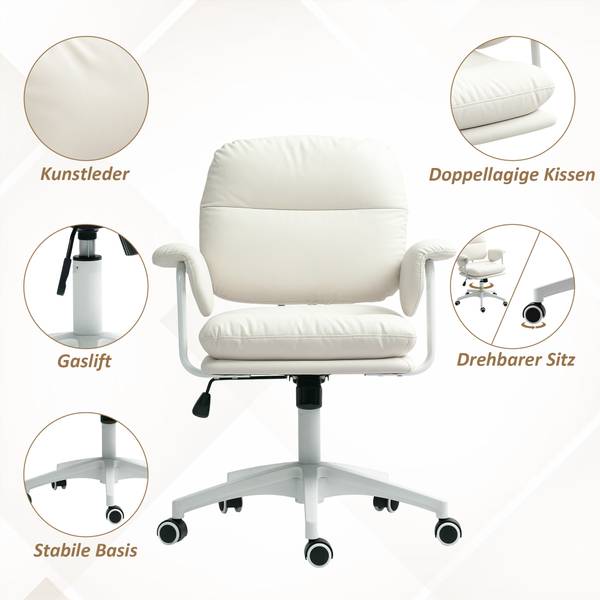 Bürostuhl 921-739V00WT Weiß - Kunstleder - 64 x 98 x 65 cm