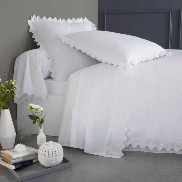 Taie d'oreiller, Opéra Blanc - Coton - 63 x 1 x 63 cm