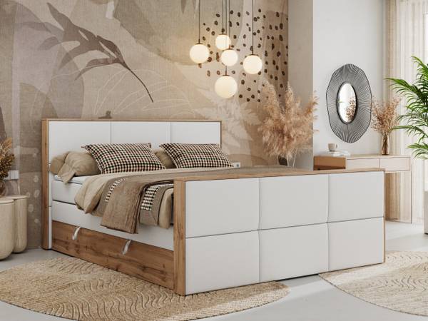 Boxspringbett ALBERO 2 KING DUO Weiß - Breite: 168 cm - H3