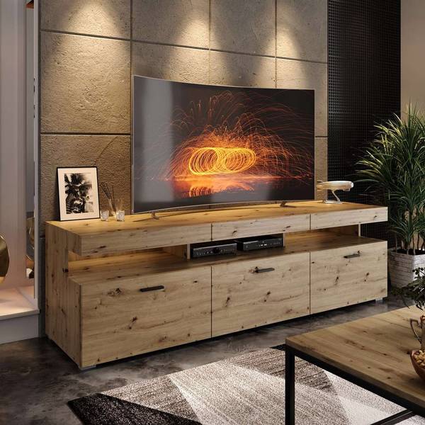 TV-Lowboard VANCOUVER Schwarz - Braun - Holzwerkstoff - 180 x 56 x 50 cm