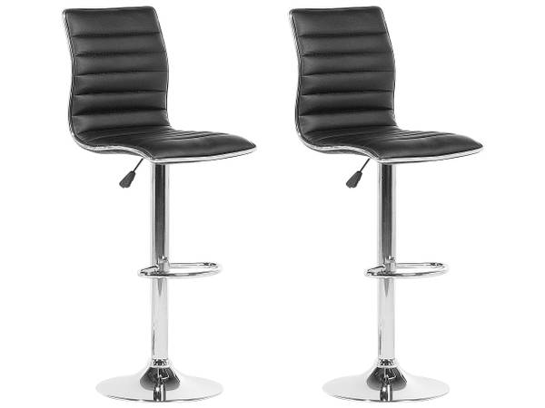 Drehhocker LUCERNE 2-tlg Schwarz - Silber - Hochglanz - Unbeschichtet