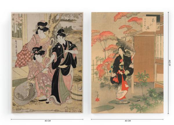 Set mit 2 Leinwänden 60x40 Japanische Polyester - 3 x 60 x 40 cm