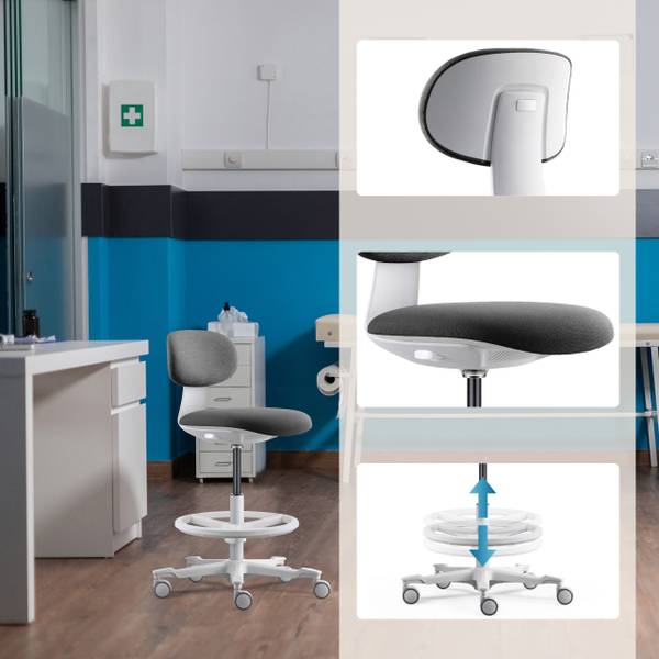 Arbeitsstuhl WORK MF2 W Grau - Polyester - 46 x 103 x 51 cm