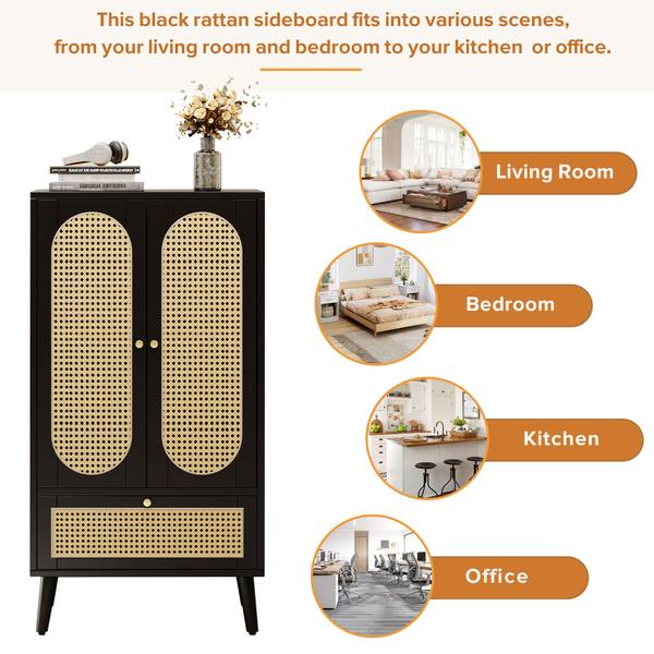 Highboard O3163 Schwarz - Holzwerkstoff - 60 x 111 x 40 cm