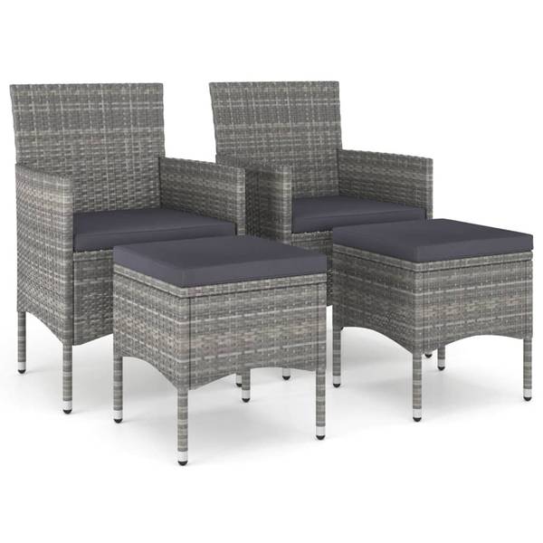 Gartenstuhl und Hocker 3011341(4-teilig) Grau