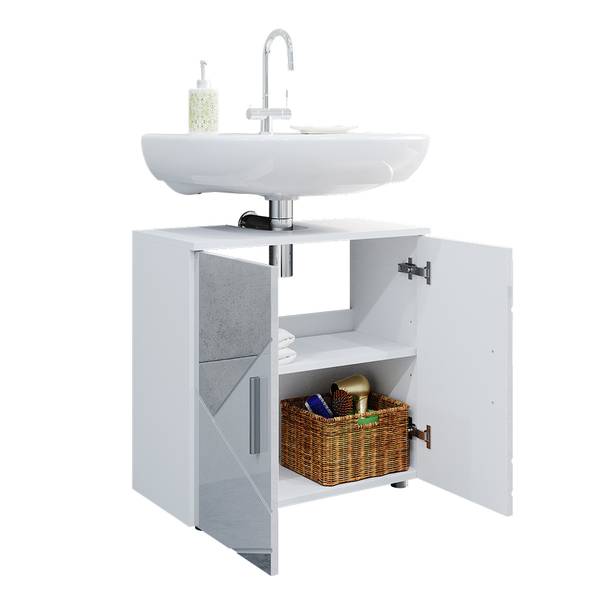 Meuble sous vasque simple Irma 39623 Blanc - Bois manufacturé - 60 x 59 x 30 cm