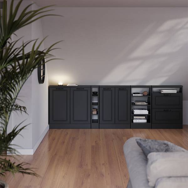 Dachschrägenschrank-Set Rion 55949 Anthrazit - Eiche Landhaus Dekor - Breite: 120 cm