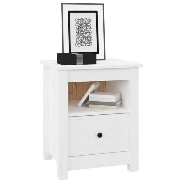 Nachttisch V844 Weiß - Massivholz - 40 x 49 x 35 cm