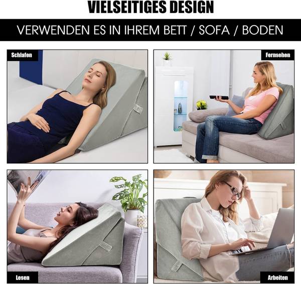 Keilkissen Grau - Textil - 52 x 33 x 55 cm