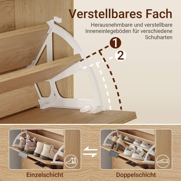 Schuhschrank FSR212-N Braun - Holzwerkstoff - Massivholz - 24 x 95 x 60 cm