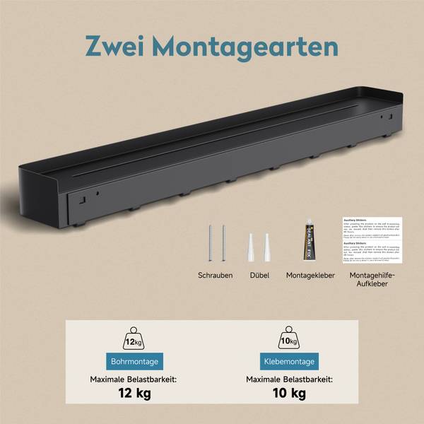 Wandregale Garderobe Reglo-05 400 Schwarz - Tiefe: 40 cm