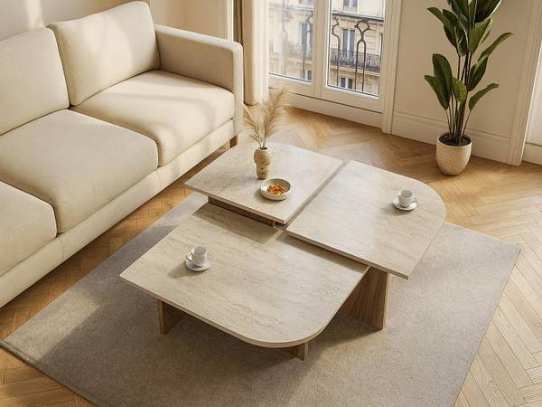 Couchtisch OMELINA Beige - Holz teilmassiv - 65 x 45 x 60 cm