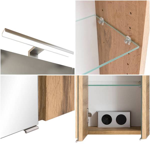 Badmöbel-Set VASTO-03-37 5er-Set Grau - Spiegelglas - 265 x 200 x 35 cm