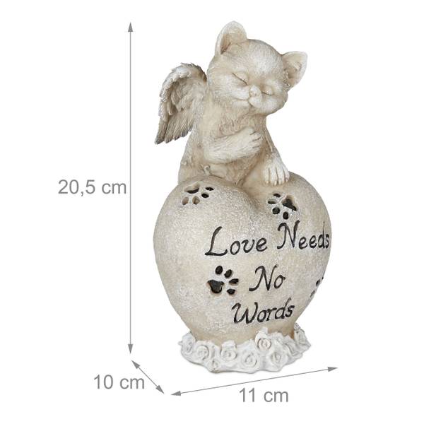 Gedenksteen voor katten zwart - wit - polyresin - 11 x 21 x 10 cm