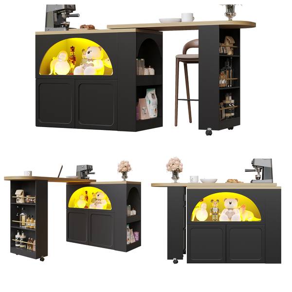 Bartisch LN-AMR Schwarz - Holzwerkstoff - 205 x 100 x 39 cm