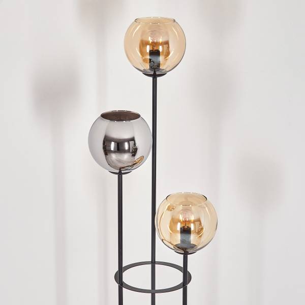 Stehlampe Cesaro Braun - Grau - Silber - Kiefer - Aluminium - Klarglas - 50 x 149 x 86 cm