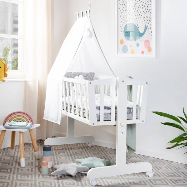Berceau à bascule Set miffy® Blanc - Bois manufacturé - 53 x 150 x 104 cm