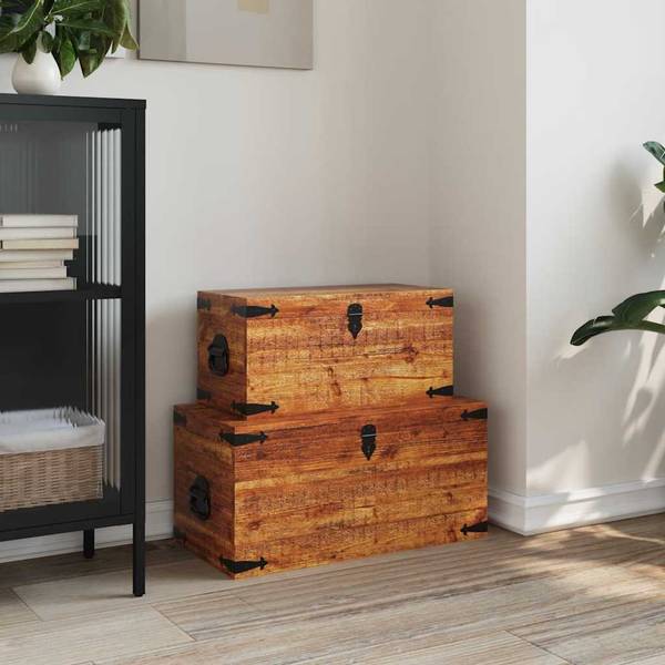 Truhe 241634 (2-teilig) Braun - Mango - 35 x 35 x 70 cm