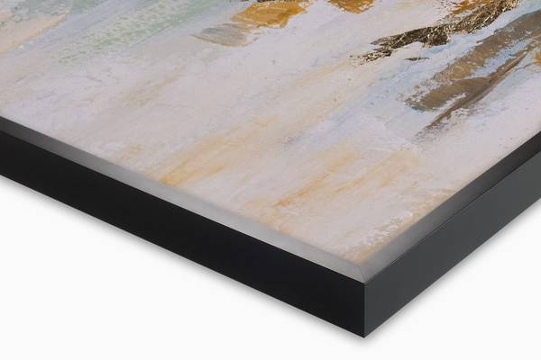 Acrylbild Handgemalt Nonfigurativ Gay Beige - Türkis - Baumwollstoff - 75 x 100 x 4 cm