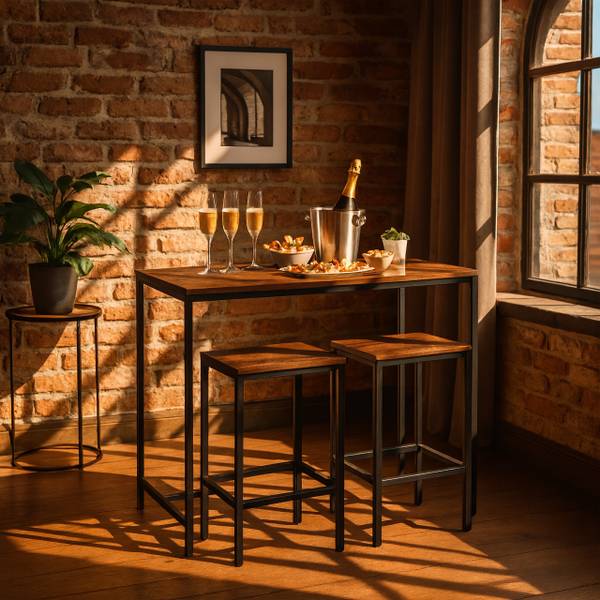 GIANTEX Hausbar Set Vintage - Kücheninsel Mit Bank & 2 Hockern