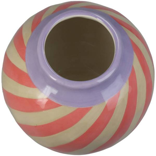 Vase Stripes Pink - Keramik - 16 x 16 x 16 cm