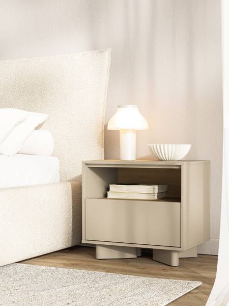 Table de chevet DISTRIA Gris - Mélamine - 50 x 46 x 35 cm