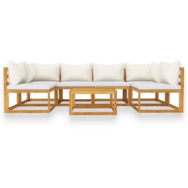 Garten-Lounge-Set 3009697-7 7-teilig Weiß - Polyester - Akazie - 68 x 29 x 68 cm