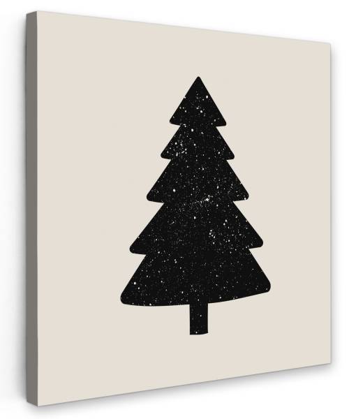 LEINWANDBILD Weihnachtsbaum Schwarz - Baumwollstoff - 20 x 20 x 2 cm