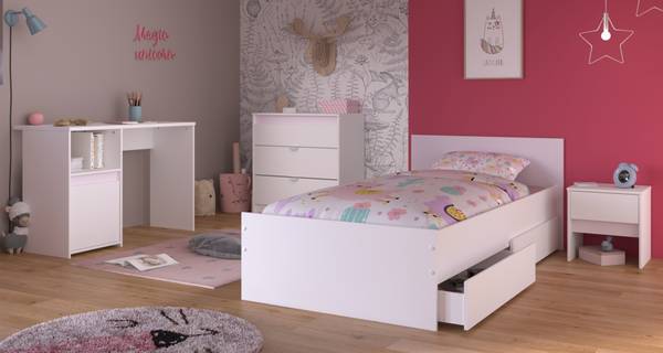 Kinderzimmer Pirouette25 4-teilig Weiß - Holzwerkstoff - 110 x 80 x 203 cm