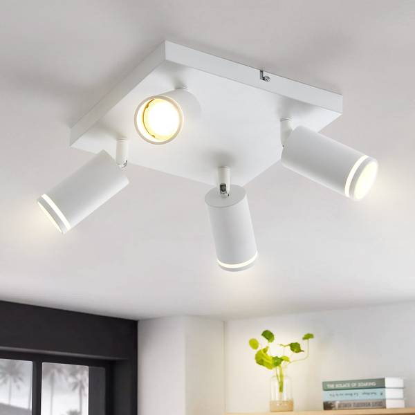 Spot plafond Adelebsen 4 ampoules Blanc - Métal - 25 x 17 x 25 cm