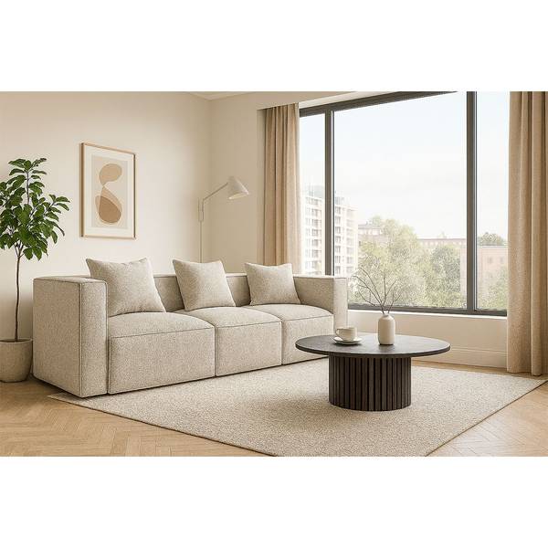 Sofa Box Grau - Webstoff - 92 x 65 x 256 cm
