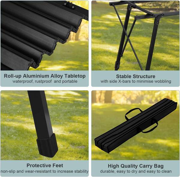 Campingtisch Wayne Schwarz - Aluminium - 120 x 79 x 69 cm