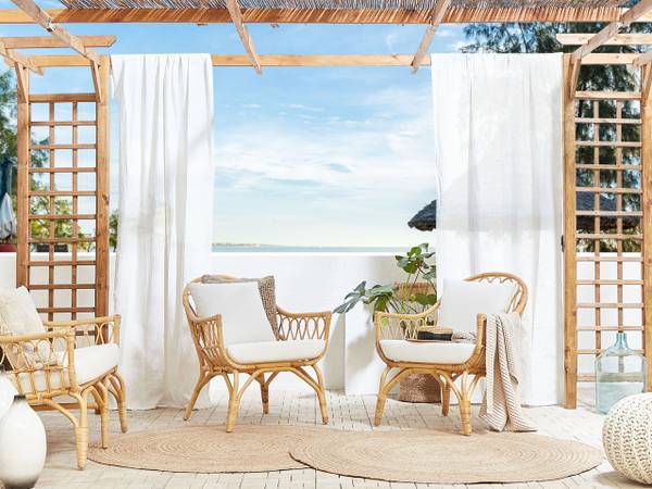 Sitzgruppe SIBARI 11-tlg Braun - Weiß - Rattan - 123 x 81 x 75 cm